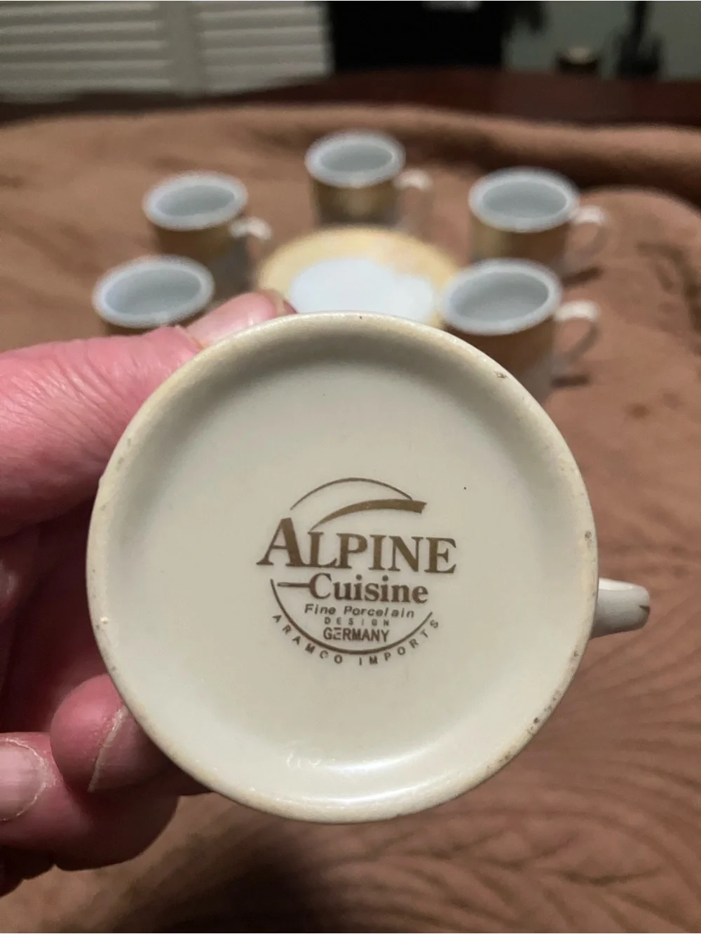 Set of  Porcelain Espresso Cup Sets with Gold Trim